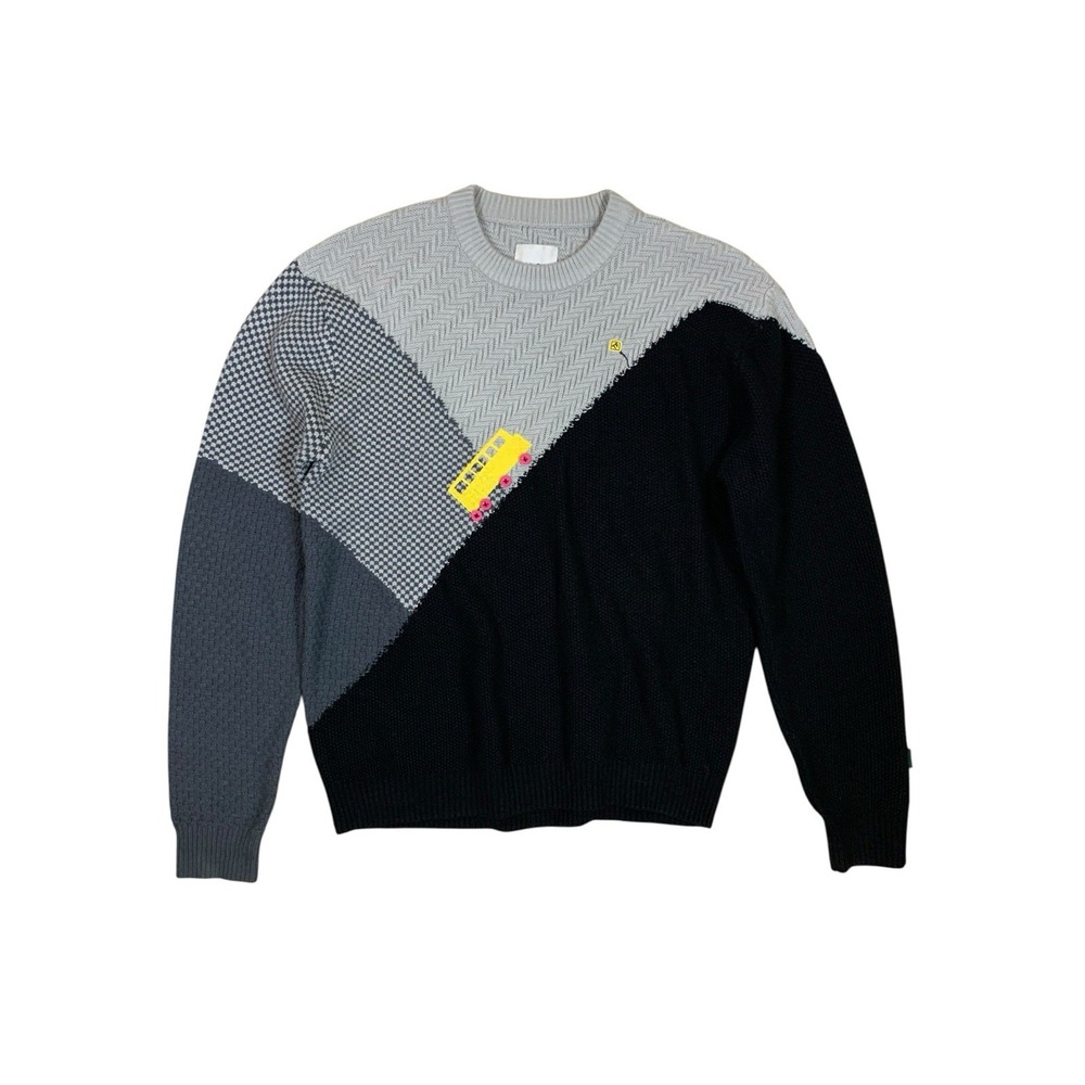 Teddy Fresh Colorblock Knit Sweater Graphic Streetwear Pullover Large Men's